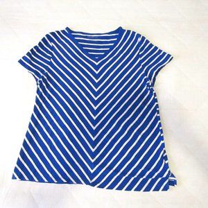 Talbots Short Sleeve Blue / White Stripe Top Size L